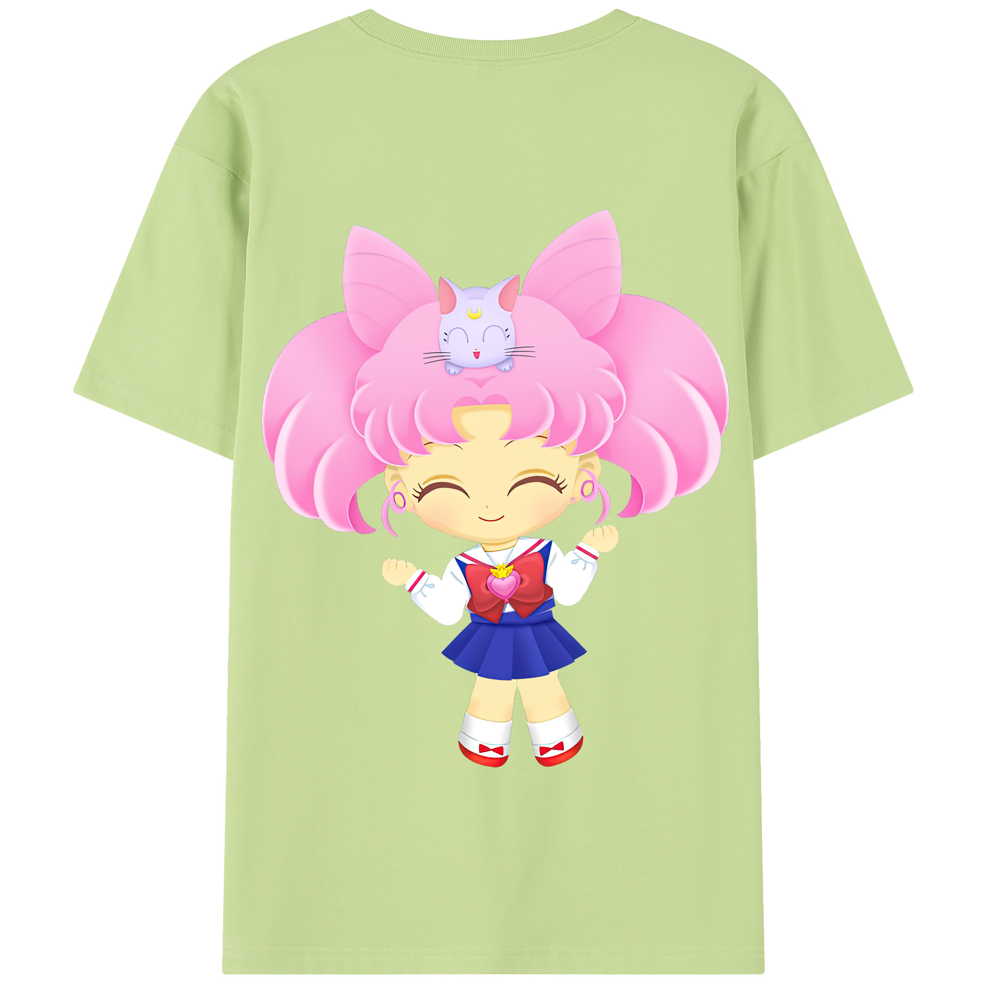（画像用） 美少女戦士セーラームーン ちびうさ Sailor Moon Chibiusa Tsukino Usagi Small Lady Serenity 綿100％半袖Tシャツ（背面プリント）